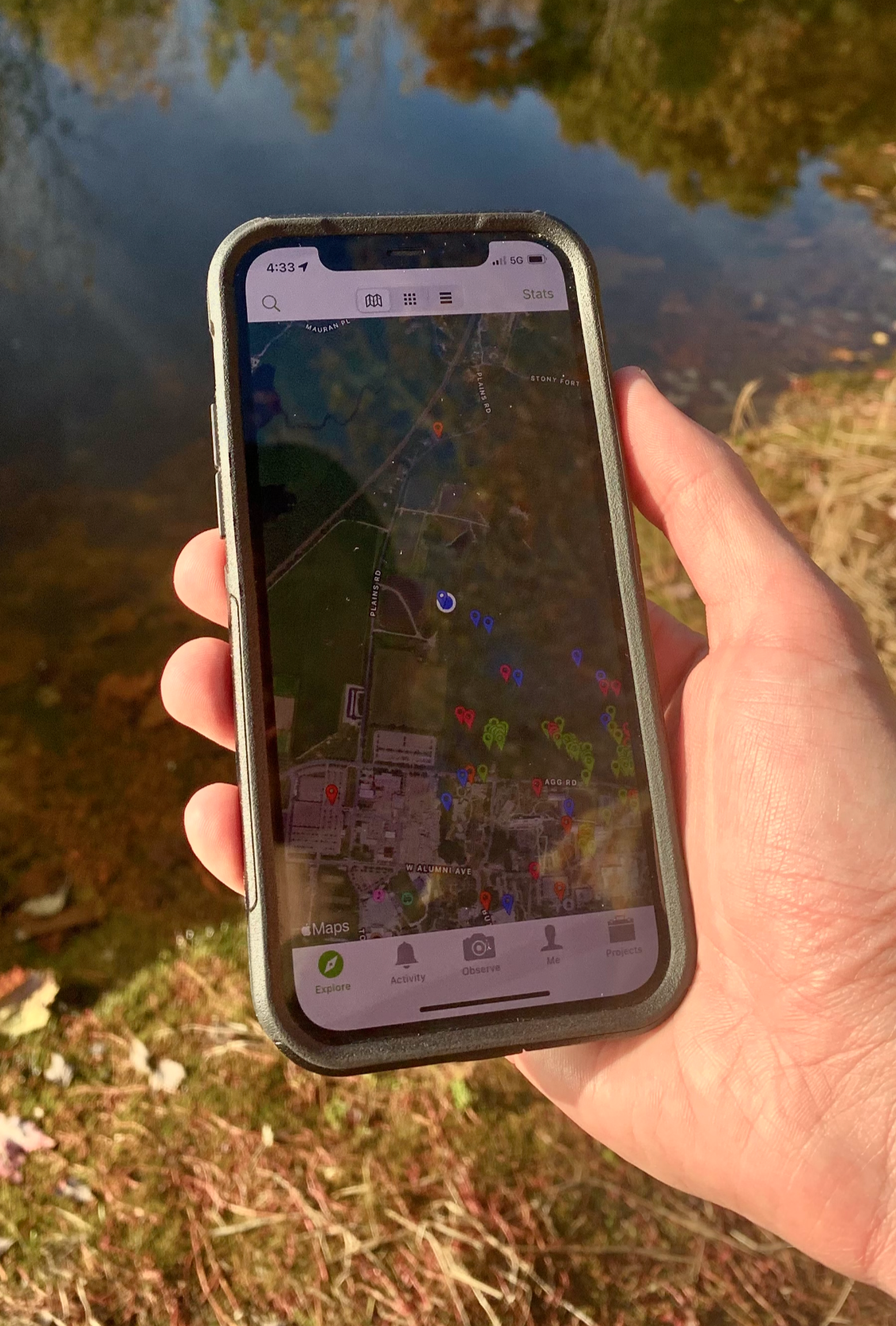 mobile phone displaying map